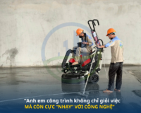Anh em thi công GDT trải nghiệm máy 855LE tại công trình